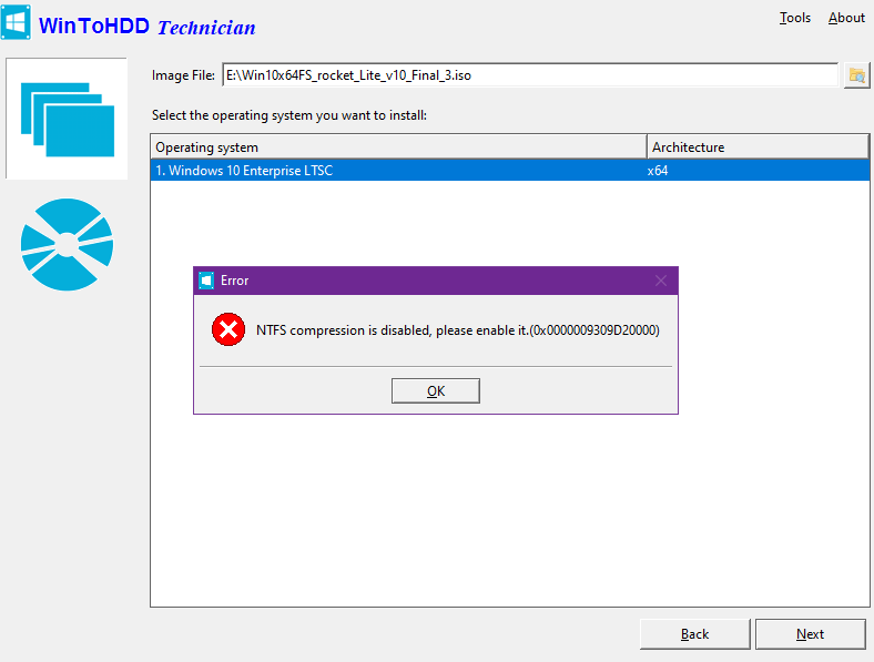 C&aacute;ch Sửa Lỗi &ldquo;NTFS compression is disabled, please enable it&rdquo; Tr&ecirc;n WintoHDD