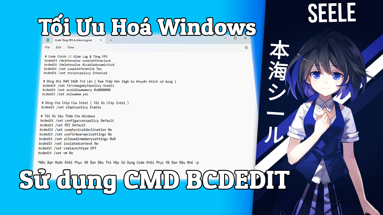 Tối Ưu Ho&aacute; Windows Bằng Bcdedit CMD V&agrave;i Lệnh Giảm Lag