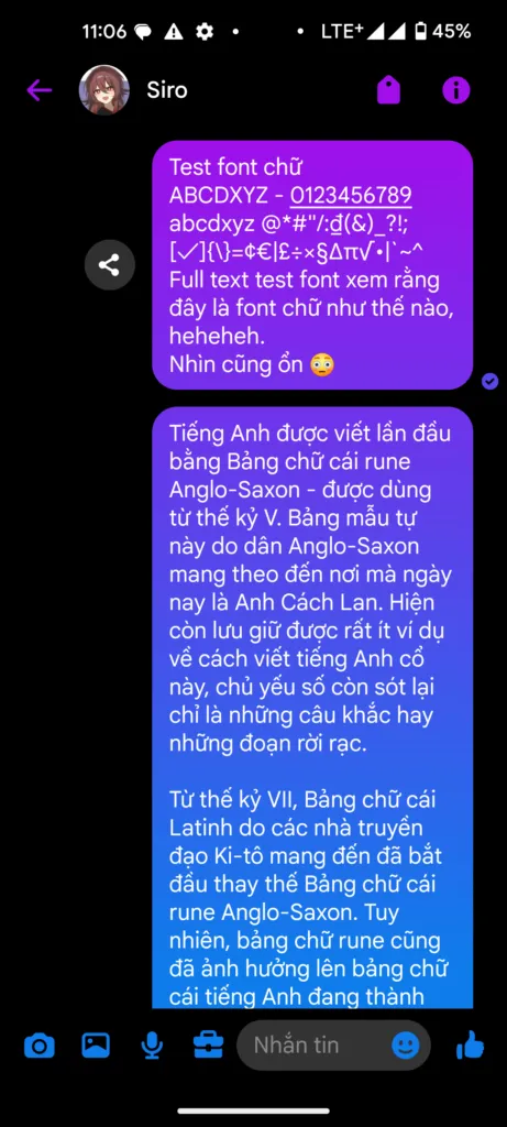 Tampilan aplikasi media sosial menggunakan font Blackberrylove membulat