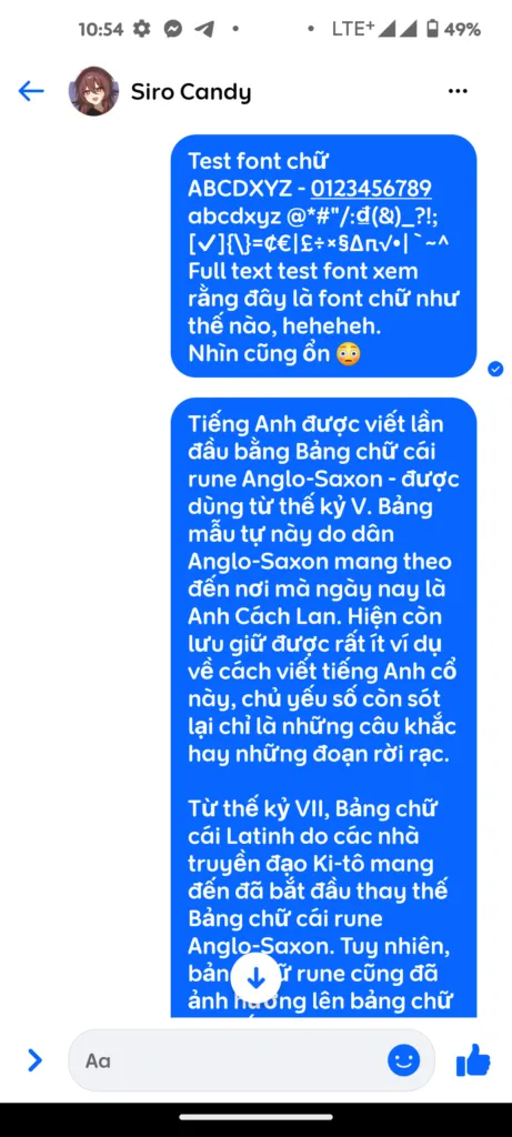 Menu setelan sistem Android dengan font melengkung halus
