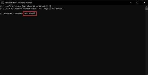Interactive adb shell command prompt connected successfully