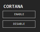 Cortana toggle buttons Enable and Disable on Windows 10