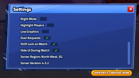 Enabling in-game Low Graphics mode inside Blade Ball settings