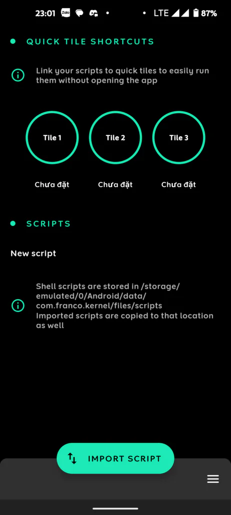 Import Script utility executing shell scripts automatically at boot time