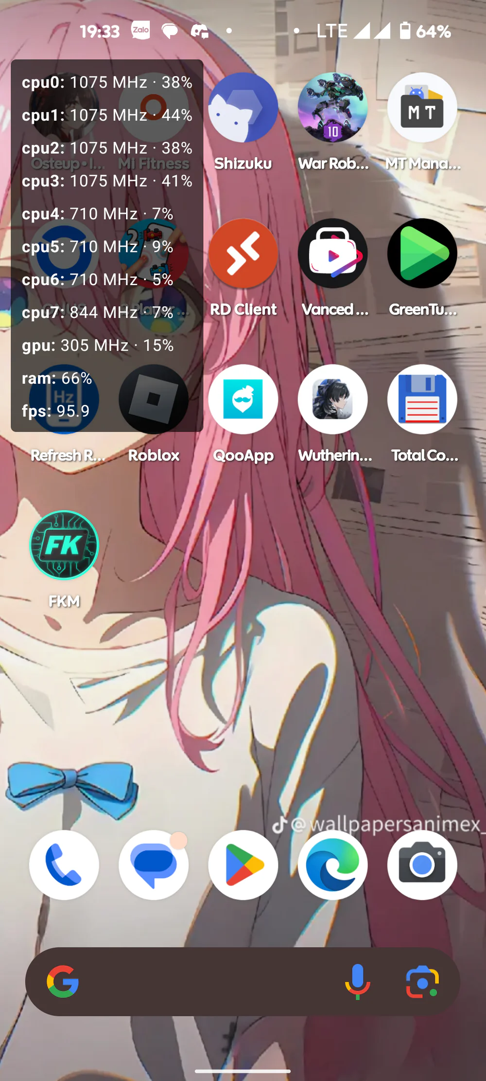 Live Monitor overlay displaying real-time FPS and CPU statistics on the home screen