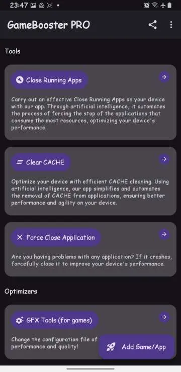 Three system cleanup options in the Tools menu