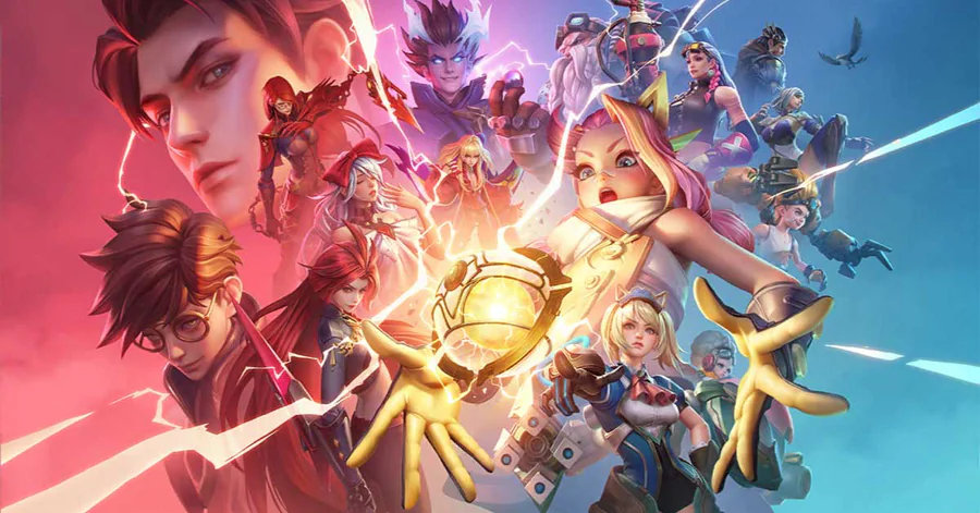 Arena of Valor heroes in intense 5v5 team battle across the Antaris battlefield