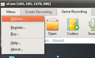 Configuring video capture options in oCam settings