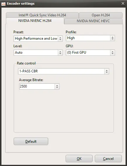 NVIDIA NVENC hardware encoding acceleration setting