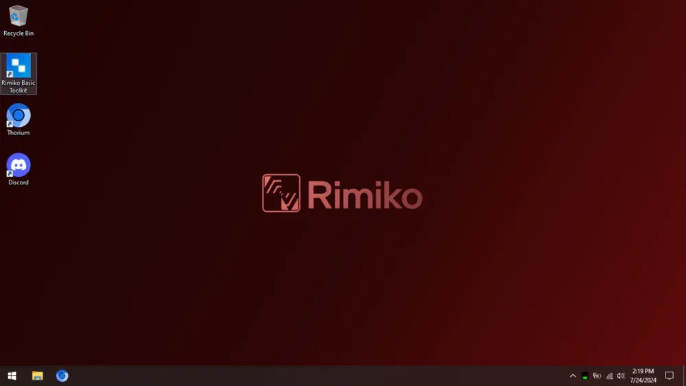 Clean and minimalist Desktop layout of RimikoOS 10 LTSC