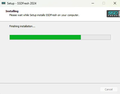 Proceeding through the SSD Fresh installation wizard steps