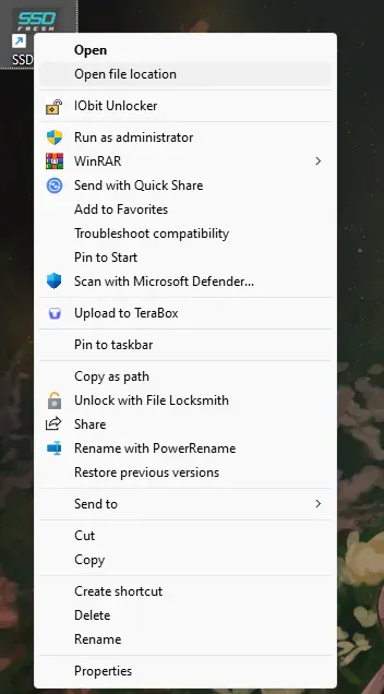 Navigating to installation root directory via Open file location