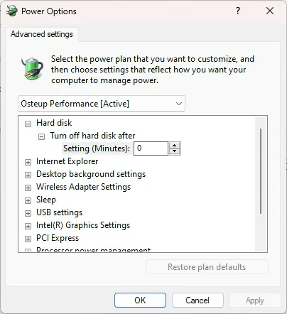 Configuring processor power management in advanced settings
