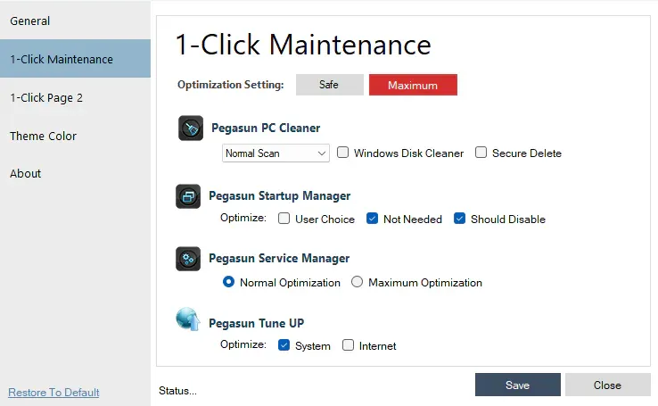 Customizing 1-Click Maintenance scan options Page 1