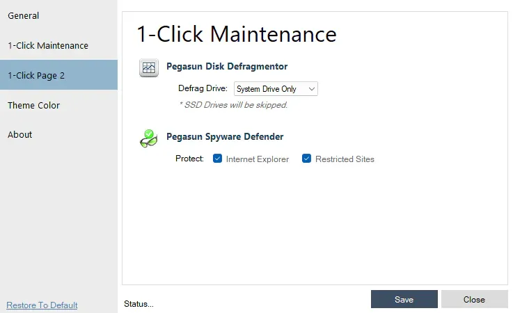 Customizing 1-Click Maintenance scan options Page 2