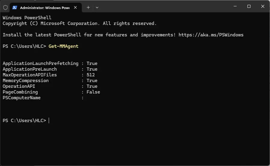 Checking and disabling Memory Compression using PowerShell
