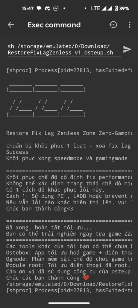 Optimization preset applied successfully before launching game