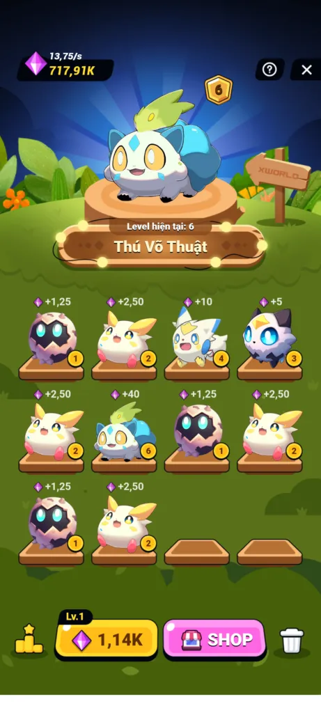Merging identical pets to gain levels