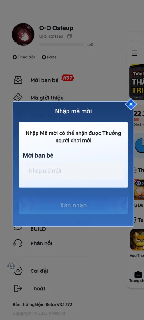 Entering invitation code for BUILD tokens